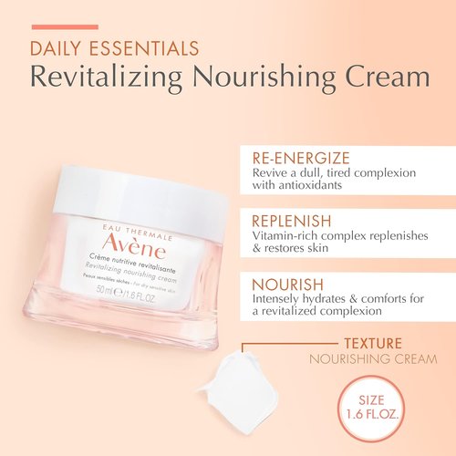 Avène Revitalizing Nourishing Cream, Ultra Nourishing Face Moisturizer, Non-comedogenic 1.6 Fl Oz