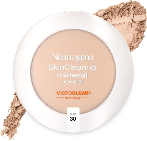Neutrogena SkinClearing Pressed Mineral Powder | Oil-Absorbing Acne Makeup with Salicylic Acid | Buff 30, 0.38 oz