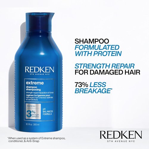 Redken Extreme Shampoo - Strengthen & Repair Damaged Hair | Protein-Infused Formula