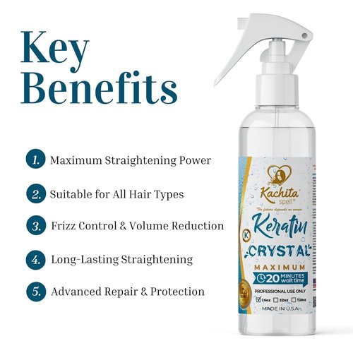 Kachita Spell Keratin Hair Straightening Treatment Spray - 20-Minute Express Formula, 16 fl oz