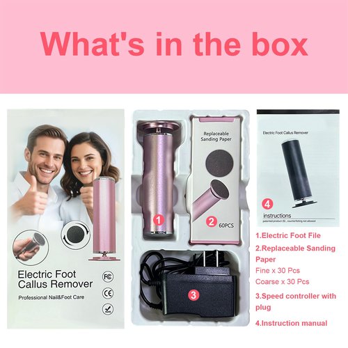 HayZBao FSA&HSA Electric Foot Callus Remover - Callus Remover for Feet,Professional Pedicure Tool for Dead Skin,Electric Foot File with 60 Pcs Sandpaper Discs - Pink