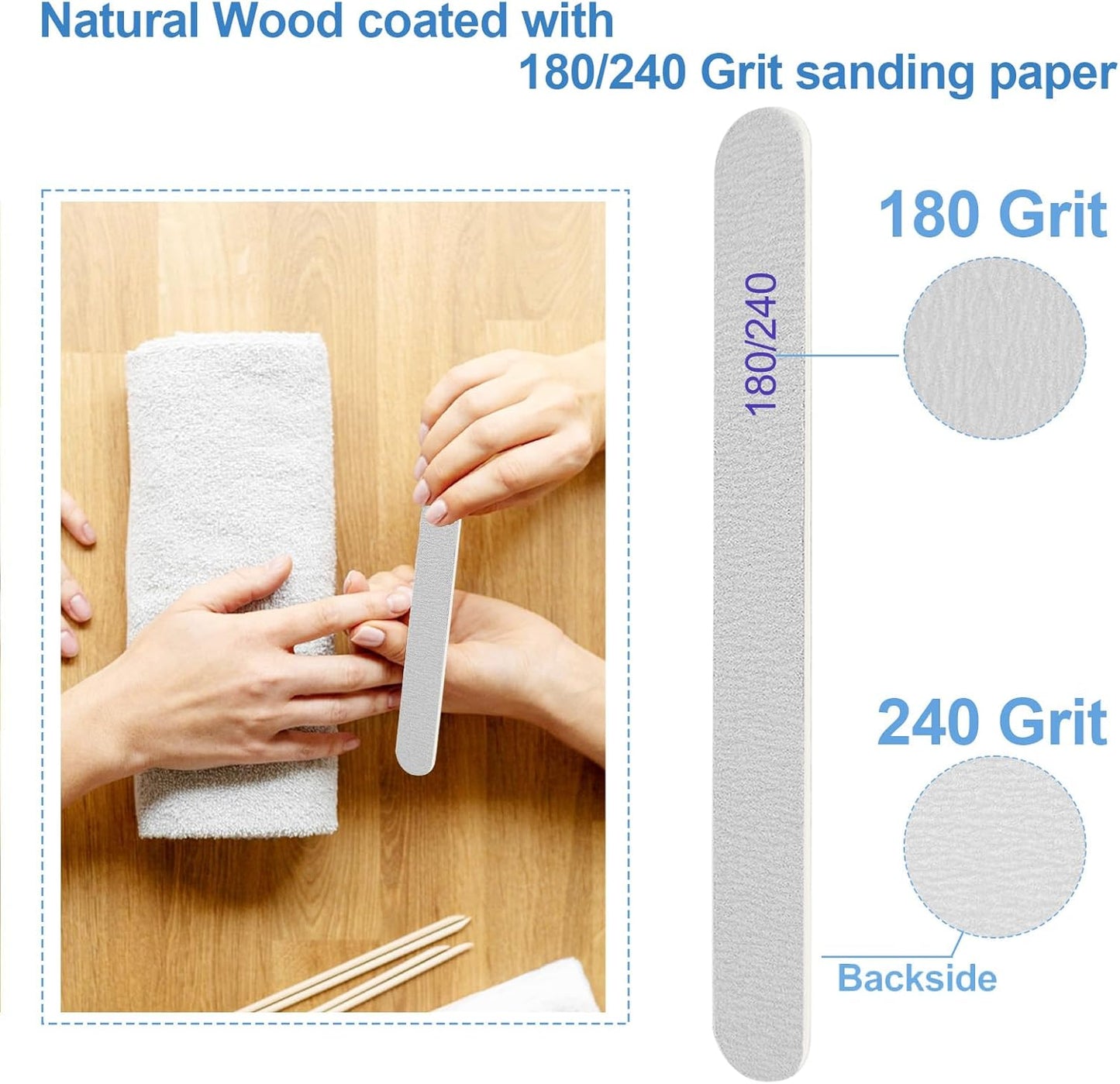 Skiennix Nail File - Professional Double-Sided Emery Boards for Natural Nails | 180/240 Grit, 24 Pack