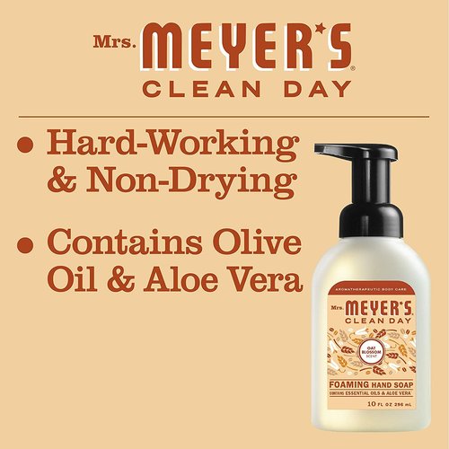 MRS. MEYER'S CLEAN DAY Foaming Hand Soap, Oat Blossom, 10 Fl Oz (Pack of 6)