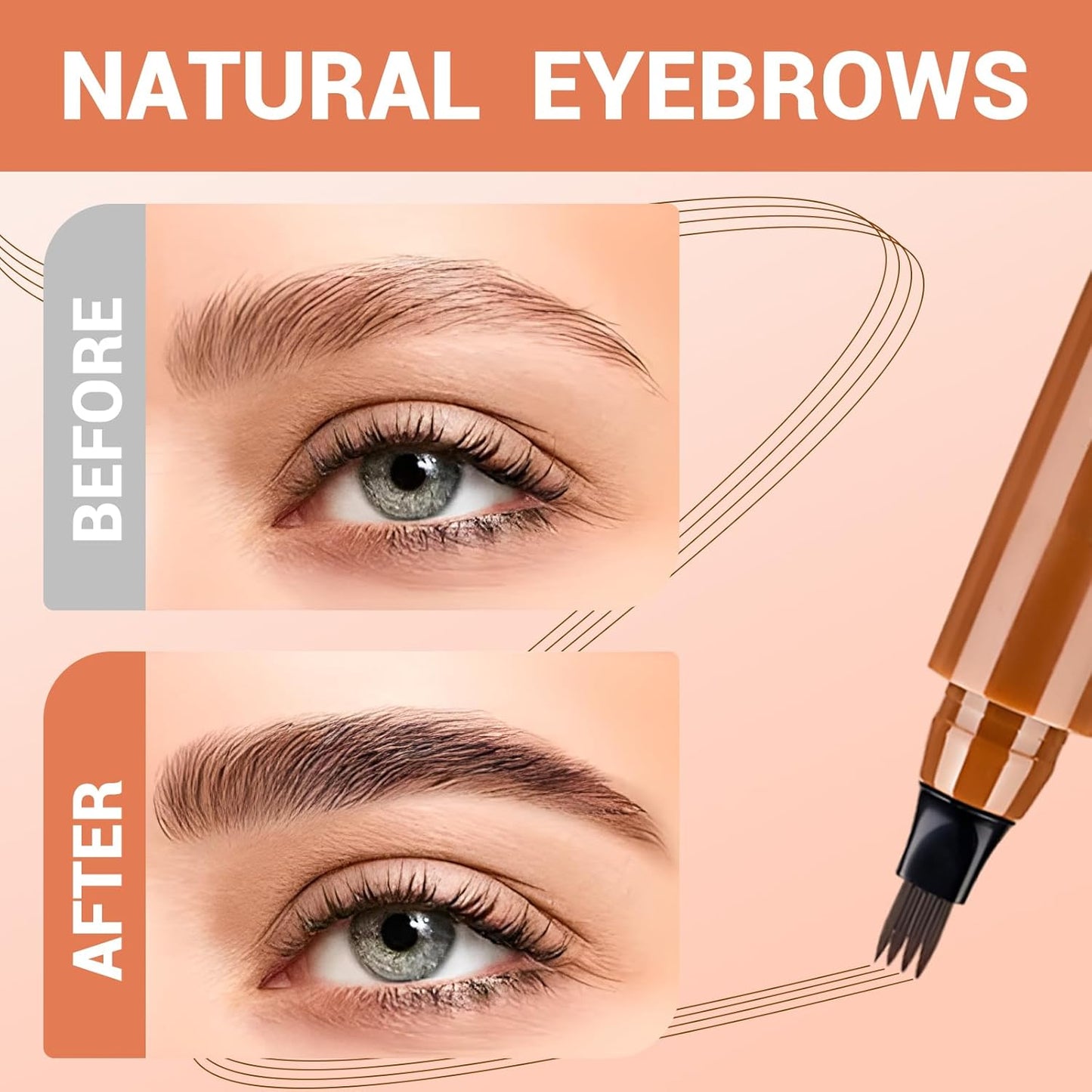 Skiennix Microblading Eyebrow Pencil - Long-Lasting, Natural-Looking Finish | Dark Brown, 4 Micro-Fork Tip