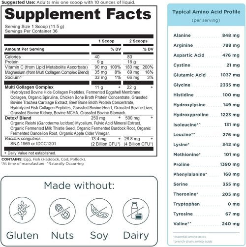 Ancient Nutrition Multi Collagen Protein Powder - Cleanse & Detox Formula, Unflavored, 36 Servings