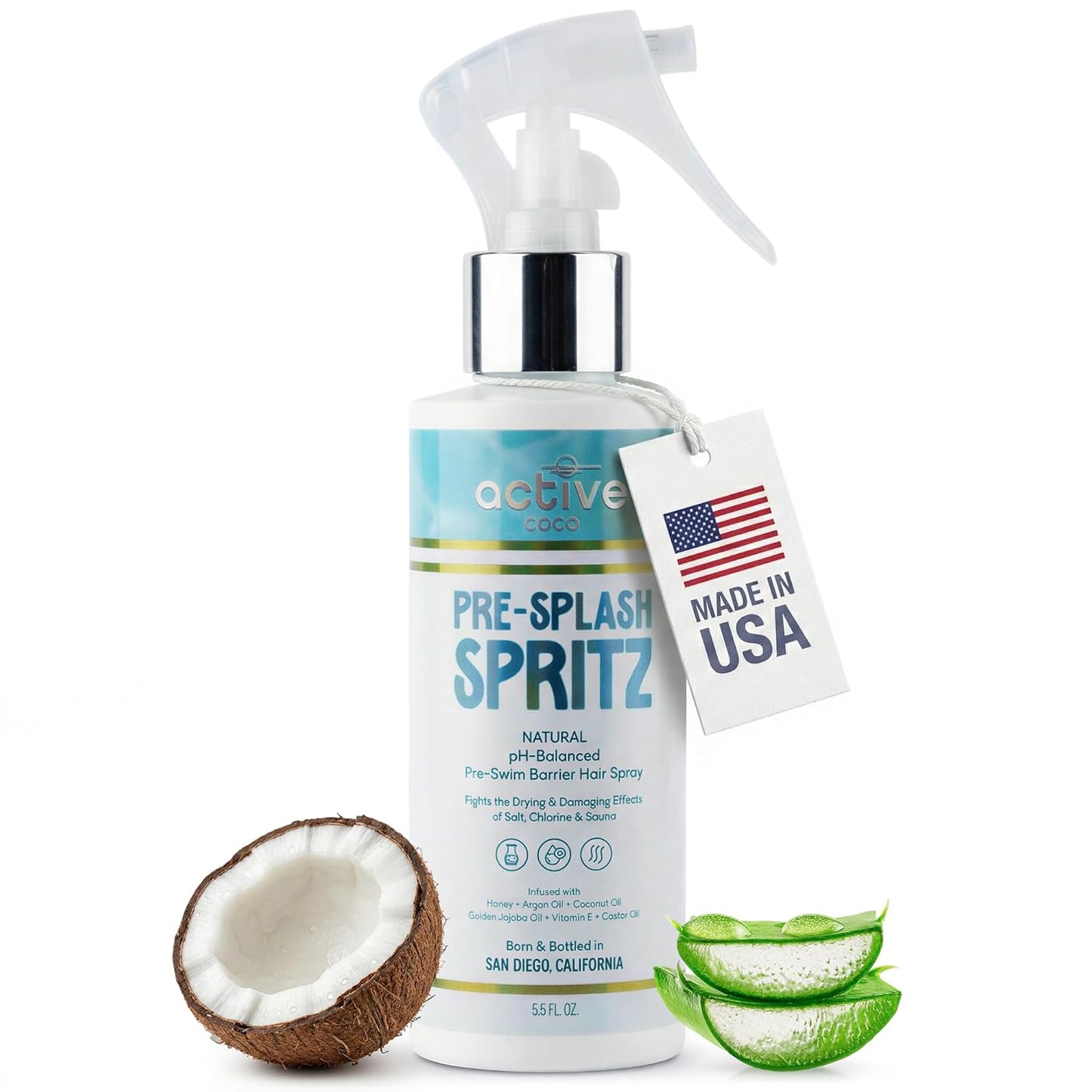 Skiennix Pre-Swim Hair Protection Spray - Chlorine & Salt Water Defense | Coconut Oil & Aloe Vera Leave-In Conditioner for Color-Treated Hair - Made in USA
