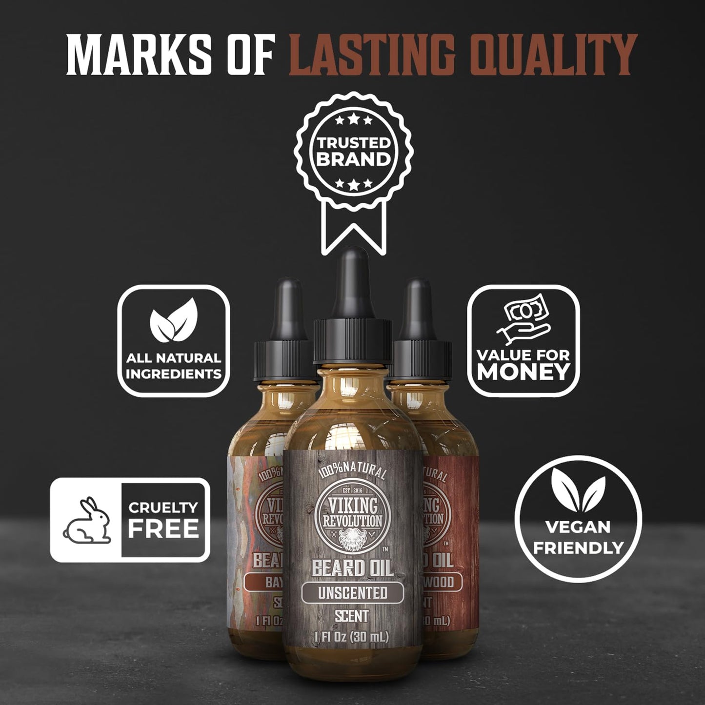 Viking Revolution Beard Oil for Men 3 Pack - Natural Mens Beard Oil Variety Set - Beard Conditioning and Moisturizing for a Healthy Beard