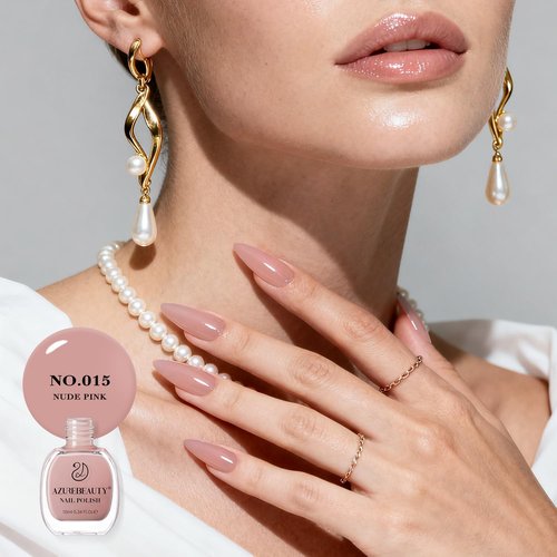 AZUREBEAUTY Nude Pink Nail Polish - Quick Dry, Long-Lasting Glossy Finish | 10ml for Salon-Quality Manicures