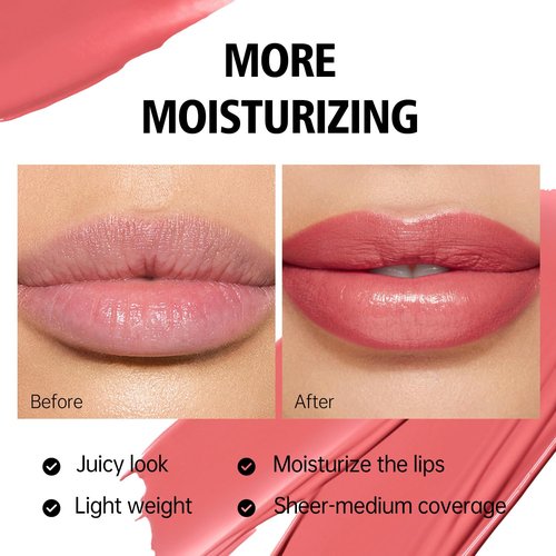 MAKI YIKA Dark Red Lipstick - Hydrating Balm for Dry Cracked Lips | Weightless Glossy Finish