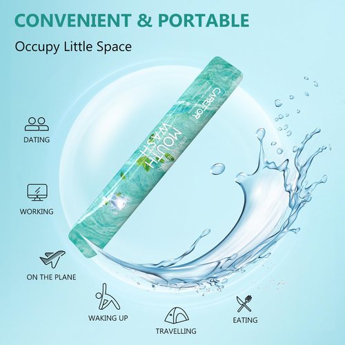 Mouthwash Travel Size Portable 60 Individual Disposable Mouthwash Packets to Go, Alcohol & Fluoride Free Fresh Mint Mouthwash Strips for Superior Oral Hygiene