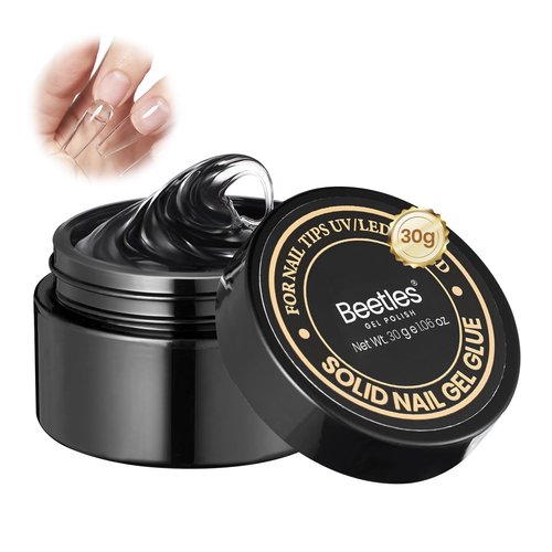 Beetles 30g Solid Nail Glue Gel for Nail Tips Clear Press On Nails, Beginner-Friendly, Hard Gel for Nail Extension & 3D Sculpting Nail Art, UV & LED Cured
