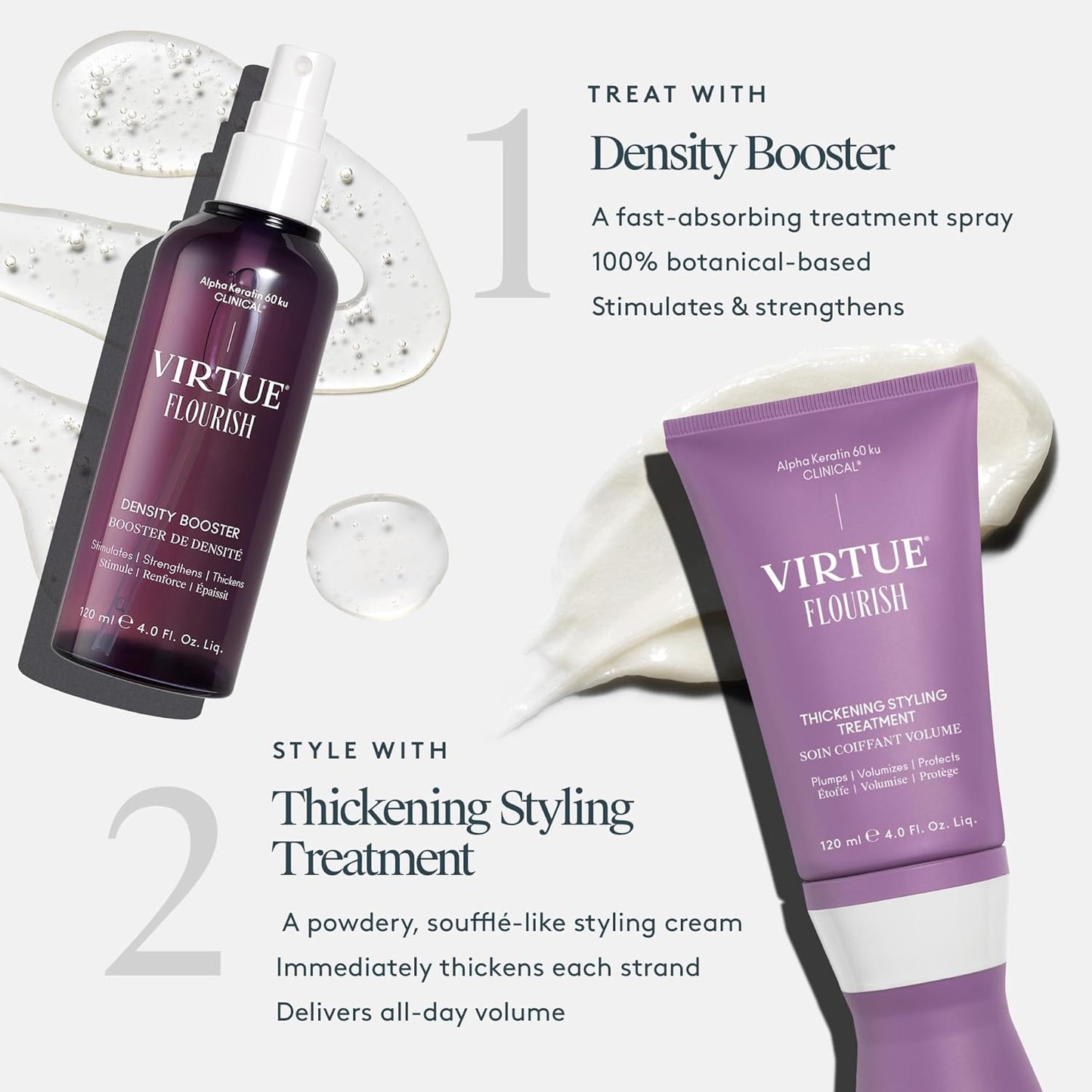 VIRTUE Flourish Hair Thickening Treatment - Volumizes & Strengthens Fine Hair | 4 Fl Oz