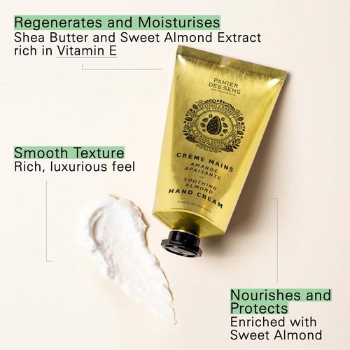 Panier des Sens Almond Hand Cream - Nourishing Shea Butter Formula for Dry Hands | 97% Natural, 2.5 fl oz