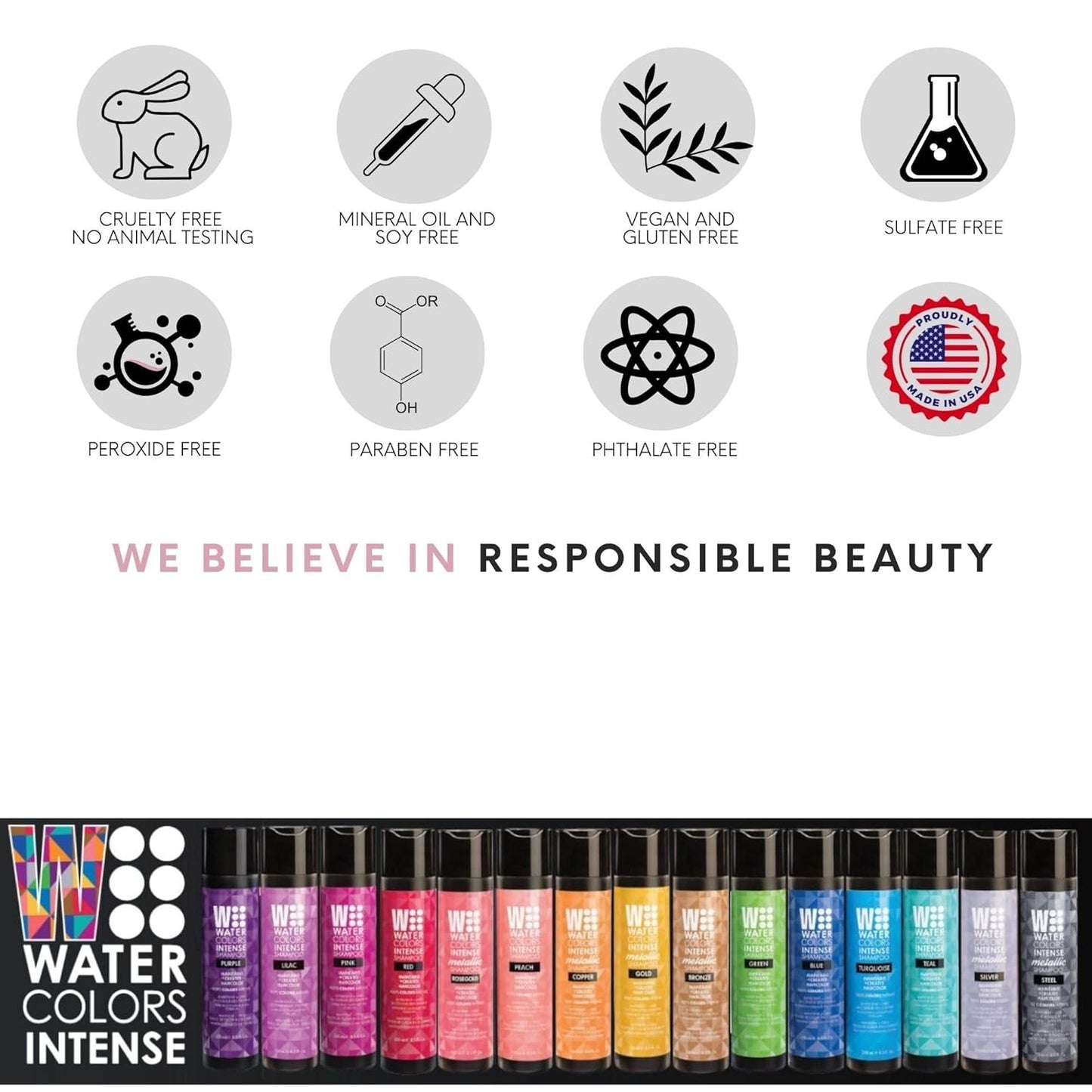 Watercolors Intense Color Depositing Shampoo - Semi-Permanent Purple Hair Color, 8.5 oz