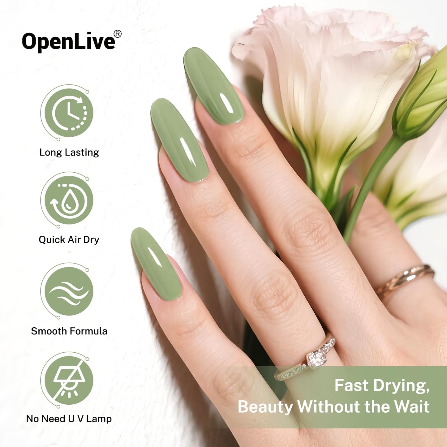 Skiennix Sage Green Nail Polish - Quick Drying, Long Lasting Color | 16.5ml for DIY Home Manicure