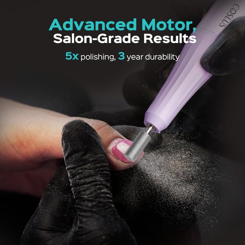 COSLUS C52 Electric Cordless Nail Drill: Professional Nail File kit with LED Screen for Acrylic Gel Powder. Portable for Home DIY & Salon Use. Manicure Pedicure for Beginners, Women, Travel, Purple