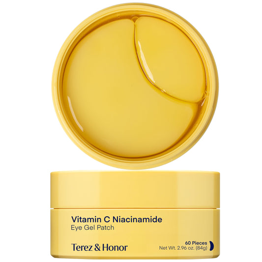 Terez & Honor Under Eye Patches for Dark Circles - 60 Korean Hydrogel Masks for Puffiness, Bags, Wrinkle with Caffeine, Hyaluronic Acid, Niacinamide - Undereye Hydrating & Cooling, Vegan, No Fragrance