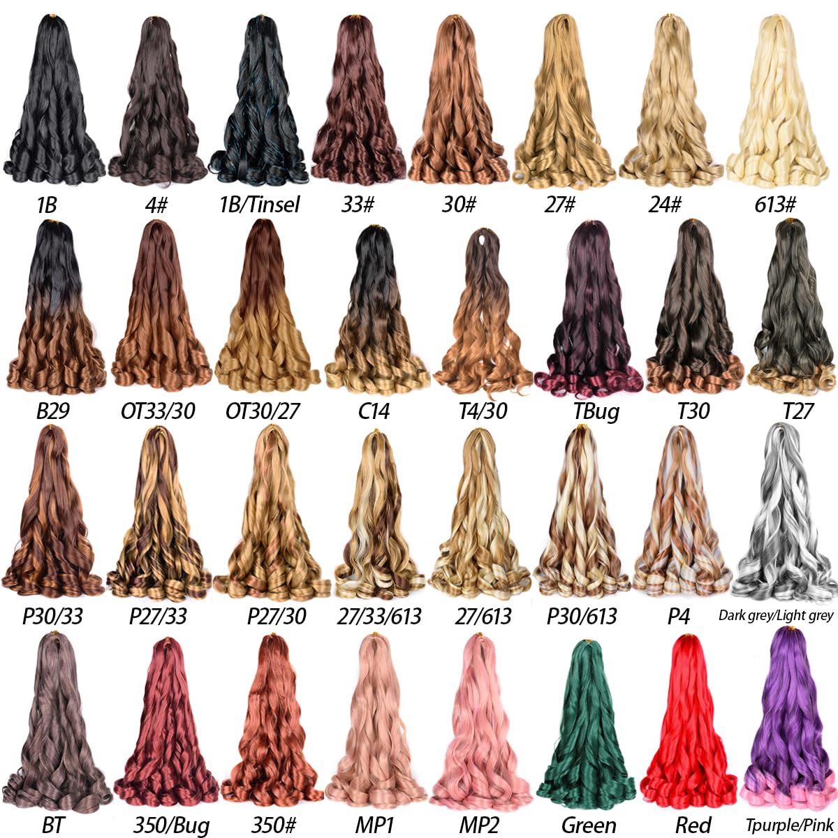 French Curl Braiding Hair,8packs Loose Wavy #TBug Pre Stretched Synthetic Spiral Curly Crochet Braiding Hair 16Inch 75g/pack French Curly Crochet Hair Extensions (16inch,8packs,TBUG)