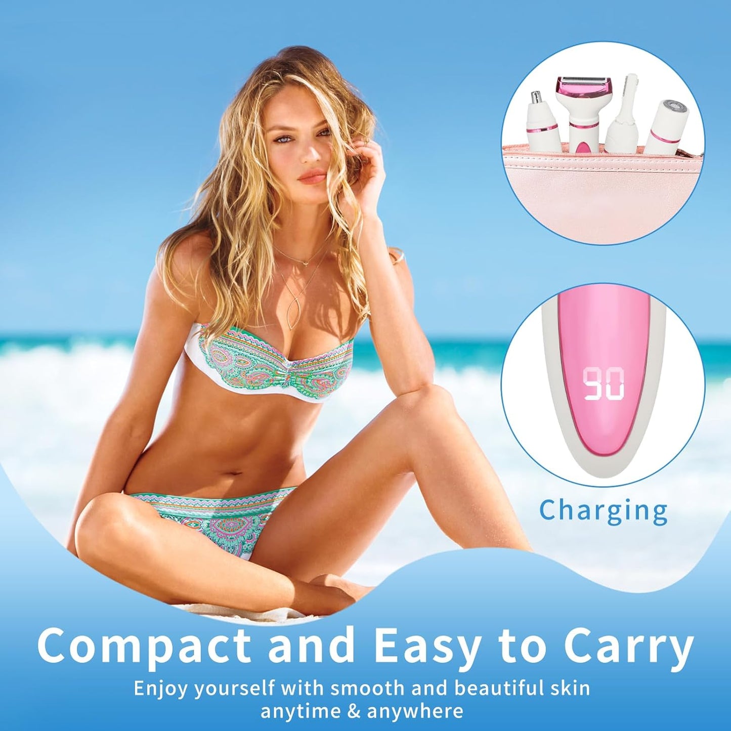 Skiennix LED Display Electric Razor - 4-in-1 Rechargeable Wet & Dry Shaver for Women & Men | Purple
