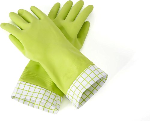 Full Circle Splash Patrol - Natural Latex Cleaning Dish Gloves | Stay-Dry Cotton Cuffs, Durable Protection, Medium/Large, Green