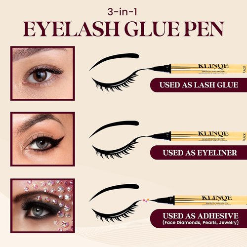 Black Eyeliner Magnetic Lash Glue - Latex-Free Adhesive for Strong Hold & Smudge-Proof Wear