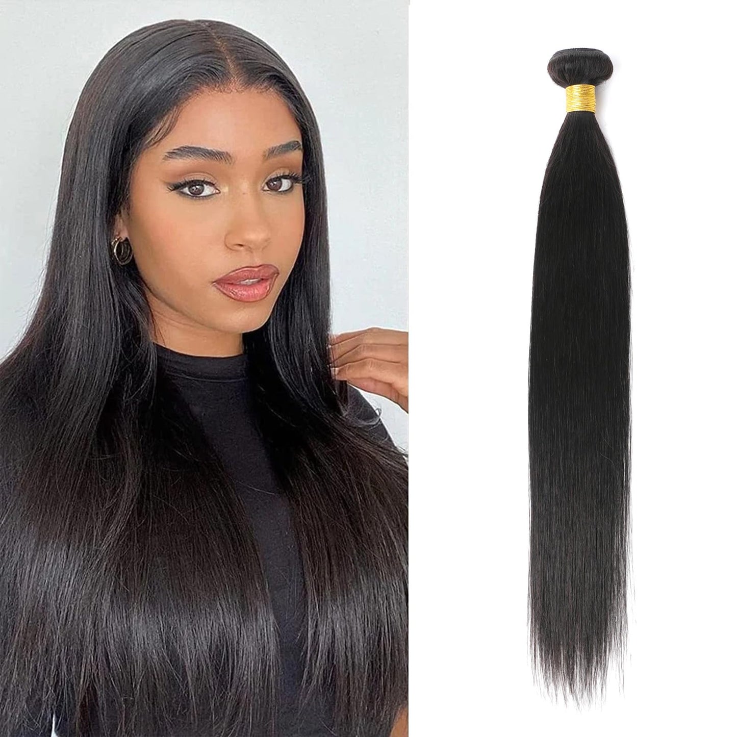 huarisi Brazilian Virgin Bundles Human Hair Straight 20 Inch 100% Unprocessed Virgin Hair 1 Bundles Straight Weave Human Hair Bundles 10A Straight Hair Single Bundle