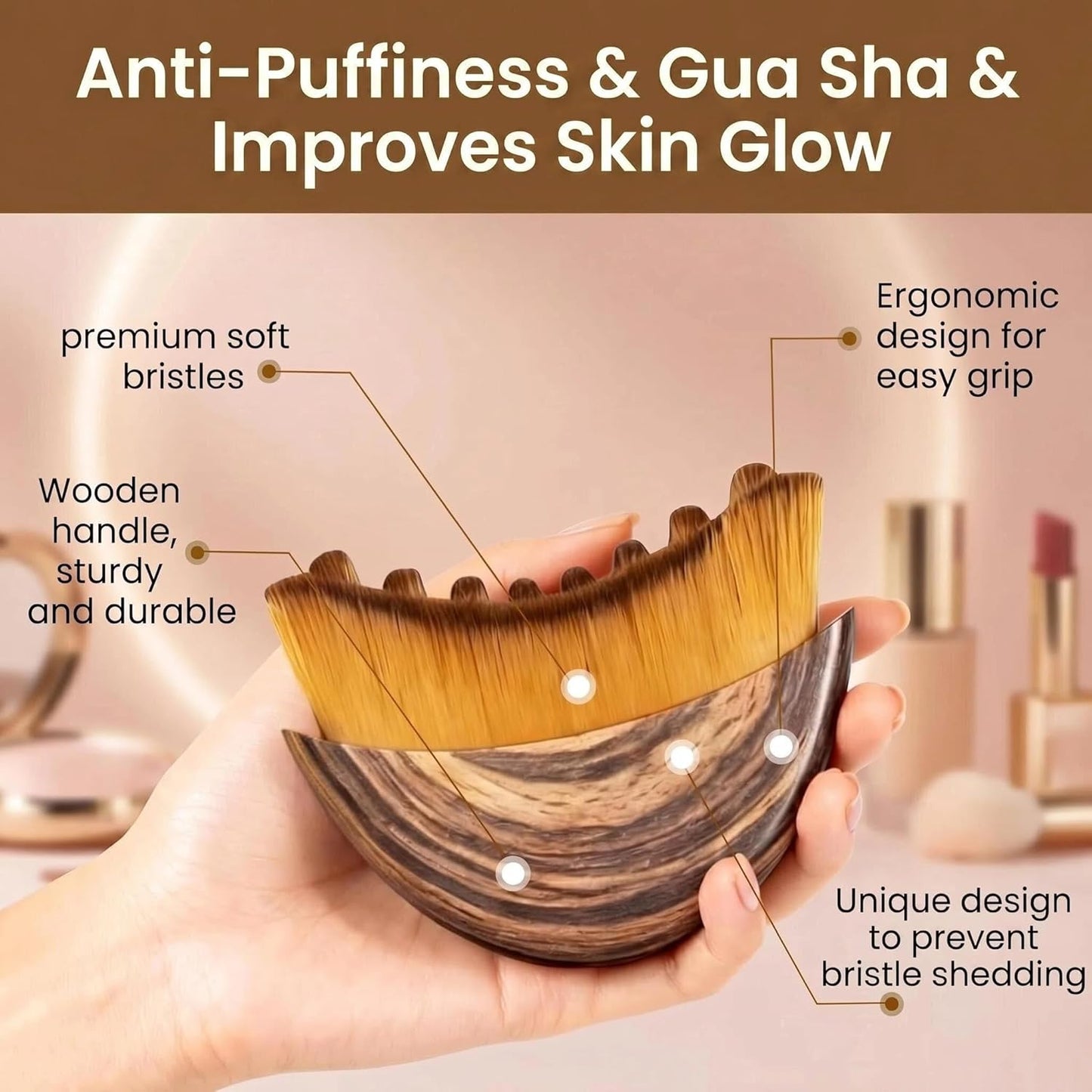 Skiennix Lymphatic Drainage Face Brush - Anti-Puffiness & Sculpting Tool for Glowing Skin