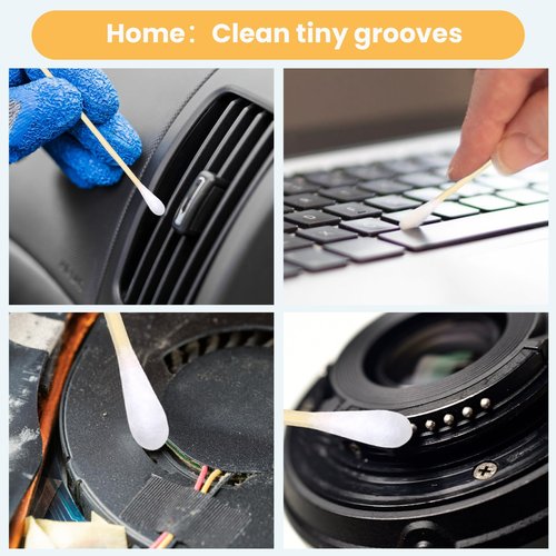 500PCS 6" Cotton Swabs in Storage Box - Long Cotton Swab with Bamboo Handle - Lint Free Cotton Swabs with Wooden Sticks - Highly Absorbent Cotton Tipped Applicators for Makeup, Gun Cleaning, Pet Care