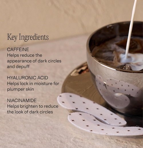Lux Unfiltered Iced Latte Cooling Under Eye Patches - Caffeine Infused Korean Eye Mask for Puffiness & Hydration - 10 Pairs