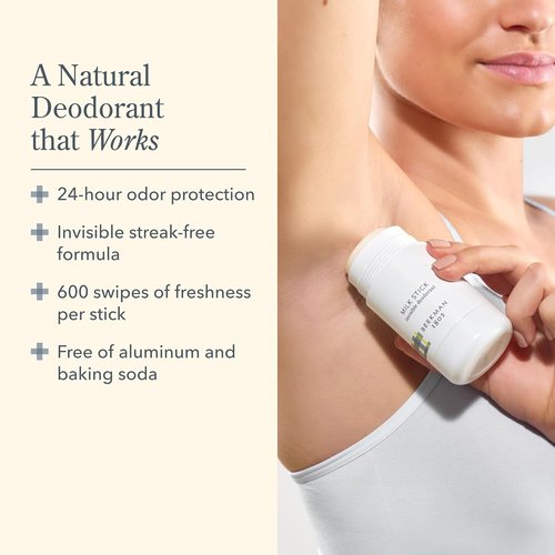 Beekman 1802 Milk Stick Deodorant - All-Day Invisible & Aluminum-Free - 2.5 oz - Ideal for Sensitive Skin