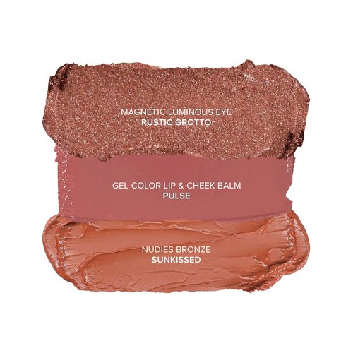 Nudestix Sunkissed Nudes Mini Kit - 3-Piece Cream Blush, Bronzer & Glossy Lip Set | Travel-Size Vegan Makeup for a Fresh Beachy Glow
