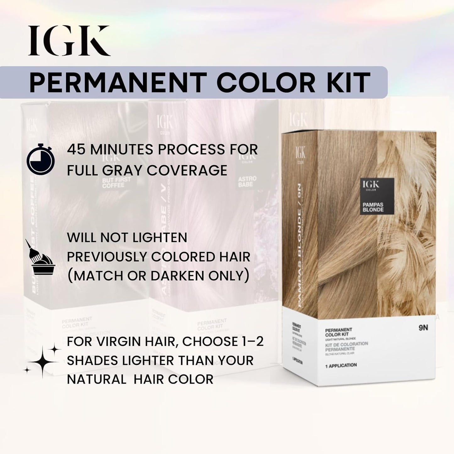 IGK Permanent Hair Color Kit - 6N But First Coffee | Light Natural Brown | 100% Gray Coverage, Strength & Shine
