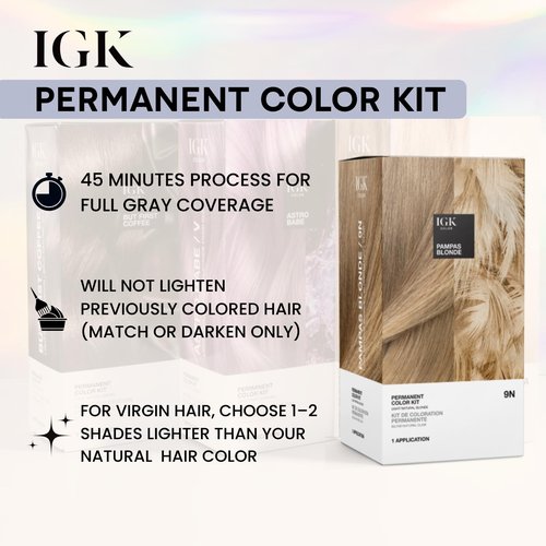 IGK Permanent Hair Color Kit | 5N Back To Brown Natural Brown | Salon-Quality Permanent Hair Dye | 100% Gray Hair Coverage | Ammonia-Free Color for Shinier, Softer Hair