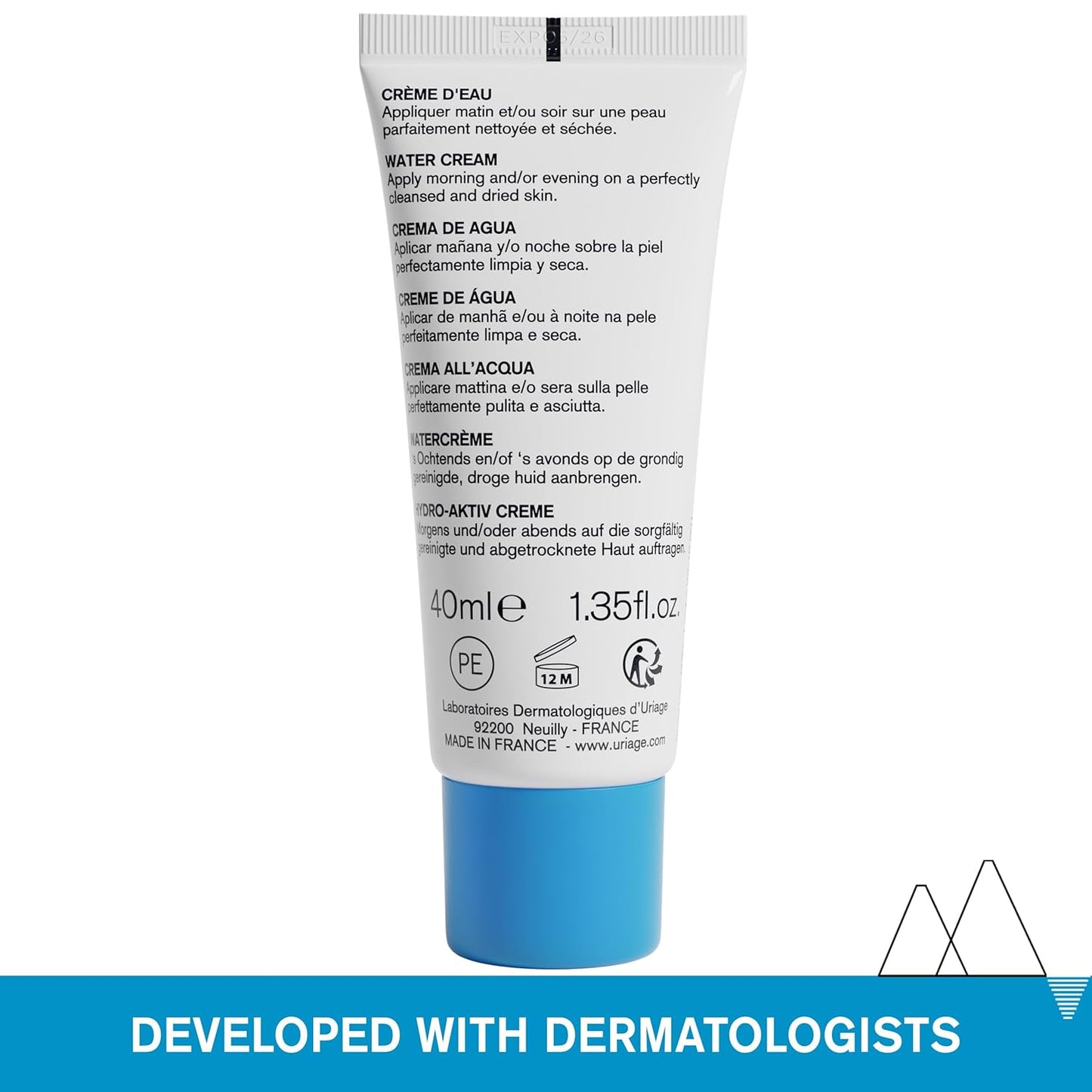 Uriage Moisturizing Face Cream - 24H Hydration with Hyaluronic Acid | Fresh Floral Scent, Non-Comedogenic