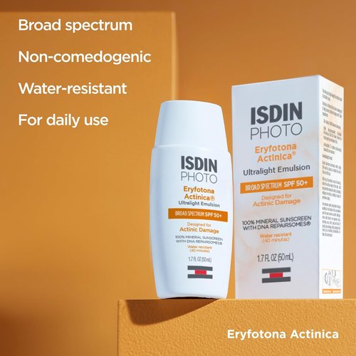 ISDIN Eryfotona Actinica SPF 50+ | Mineral Sunscreen for Face | Zinc Oxide, No White Cast, Dermatologist Recommended