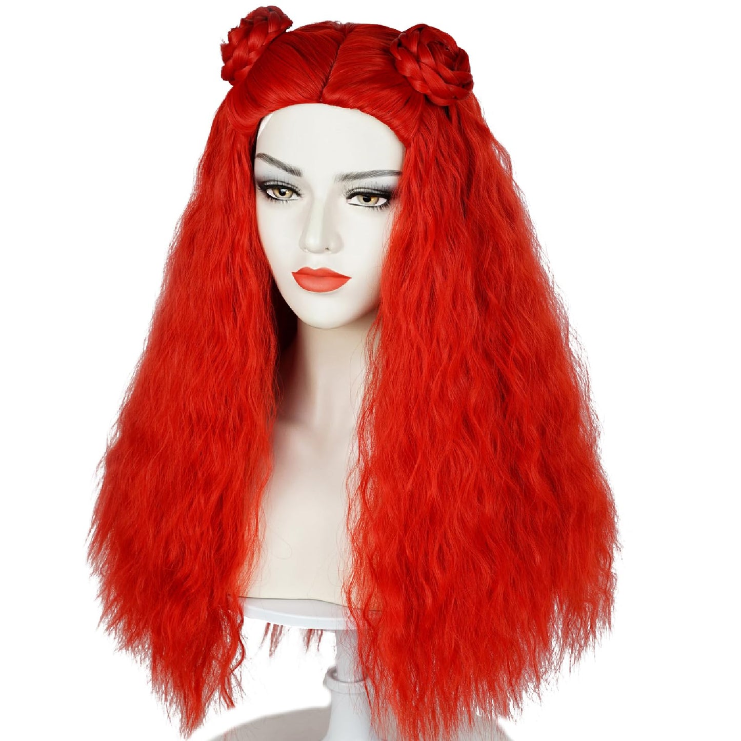 Wiggy Mermaid 65cm Long Red Wig with Bun for Women Adult Red Wavy Wig + Wig Cap for Halloween Rise Costume Cosplay