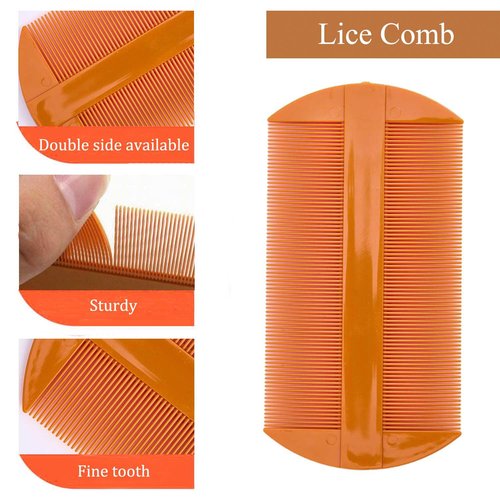 Dandruff Comb - Fine Tooth Scalp Detox Tool for Lice Removal | Stainless Steel Hair Brush (Black & Orange)