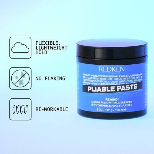 Redken Pliable Styling Paste - Flexible Hold & Lightweight Texture for All Hair Types, Medium Hold