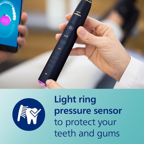 Philips Sonicare DiamondClean Smart 9750 Electric Toothbrush - Sonic Technology, App Connectivity, 5 Modes, Lunar Blue, Model HX9954/74