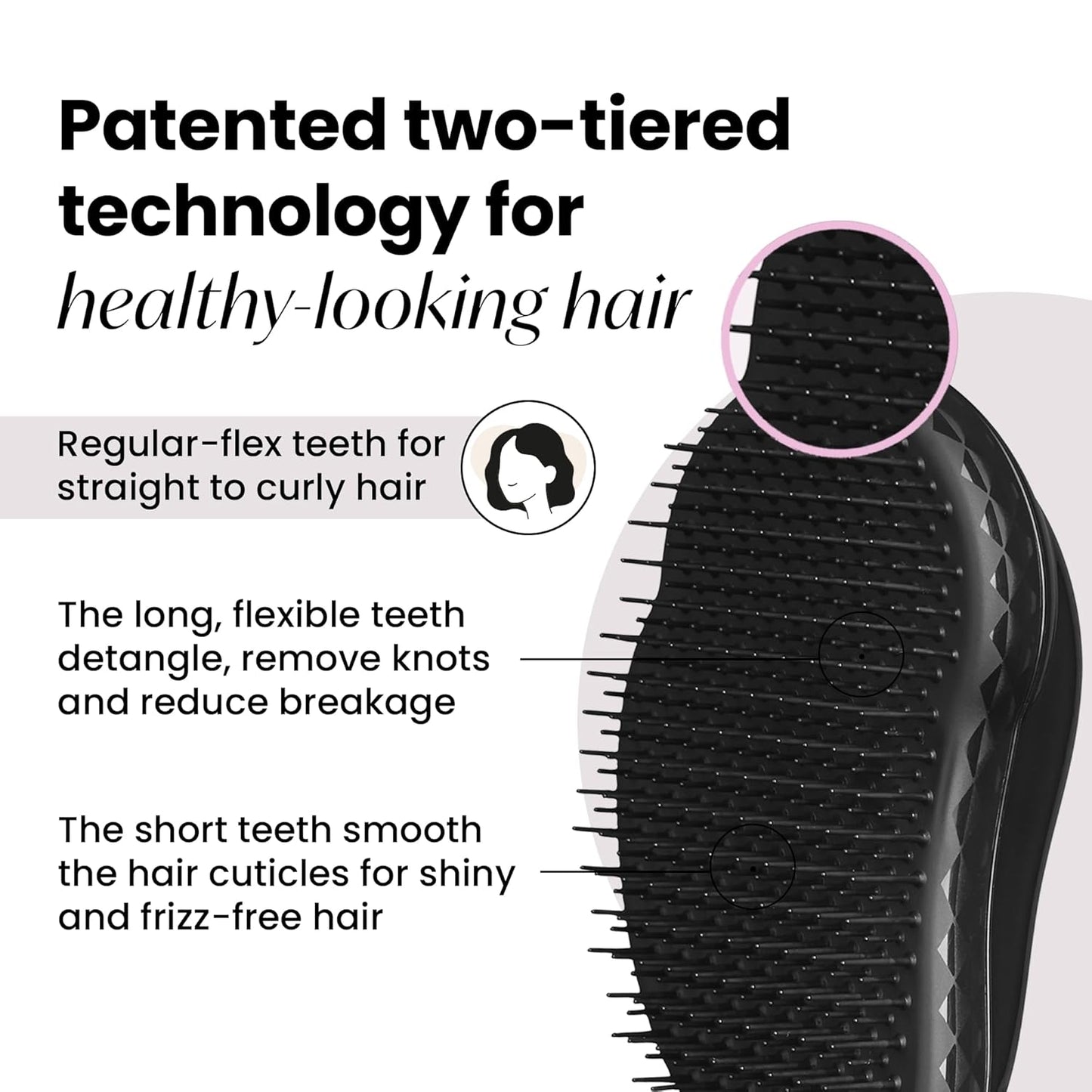 Tangle Teezer Original Detangler Brush - Versatile Hairbrush for All Hair Types | Panther Black