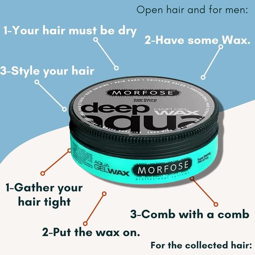 Morfose Deep Aqua Hair Gel Wax - Strong Hold & Shine for Flexible Styling | 5.92 Fl. Oz, Fruity Scent