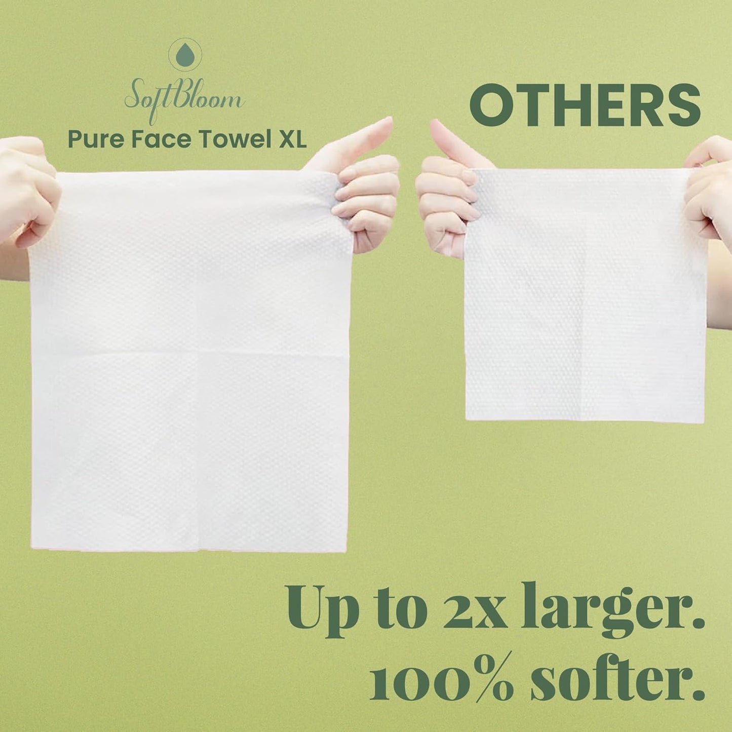 SoftBloom Disposable Face Towels - XL 50 Count Biodegradable Viscose | Ultra Soft for Sensitive Skin & Makeup Removal