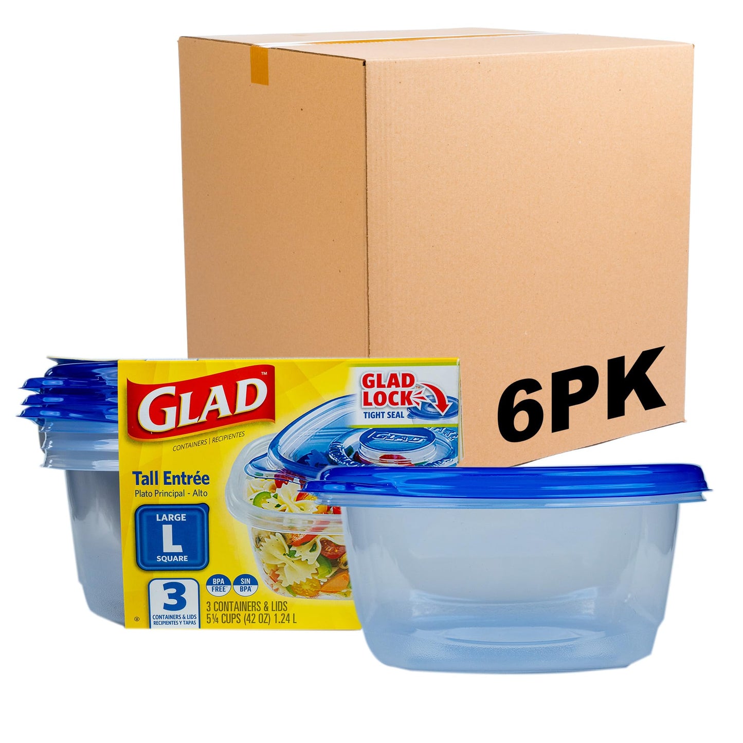 Glad GladWare To Go Snack Food Storage Containers - Medium Round - Meal Container Holds up to 24 Ounces of Food - Lock Tight Seal, 4 Count
