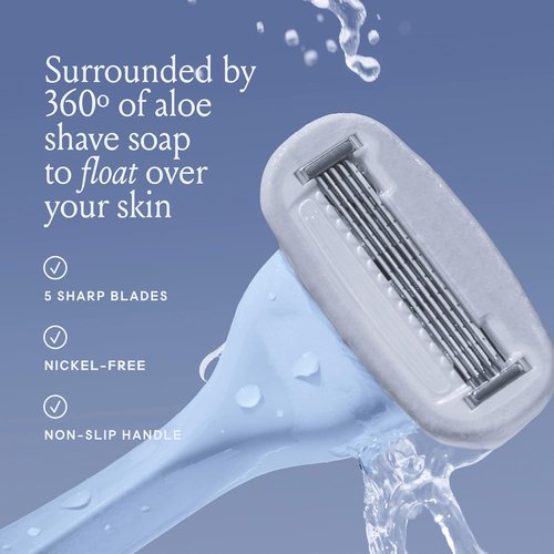 Billie Razors for Women Shave Kit - Women's Razor with 4 x 5-Blade Refills & Magnetic Holder | Cool Blue