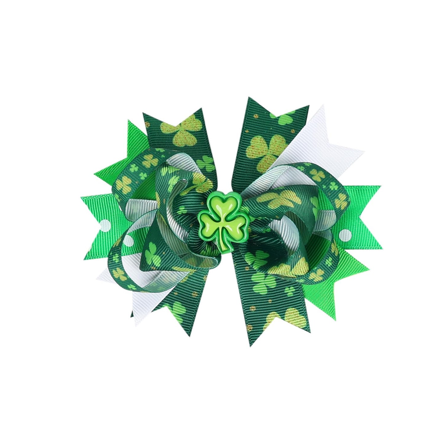 St. Patrick Bow Hair Clips Hairpin Grosgrain Ribbon Bows Holiday Barrettes JHSP07 (3 Pcs Set-G)