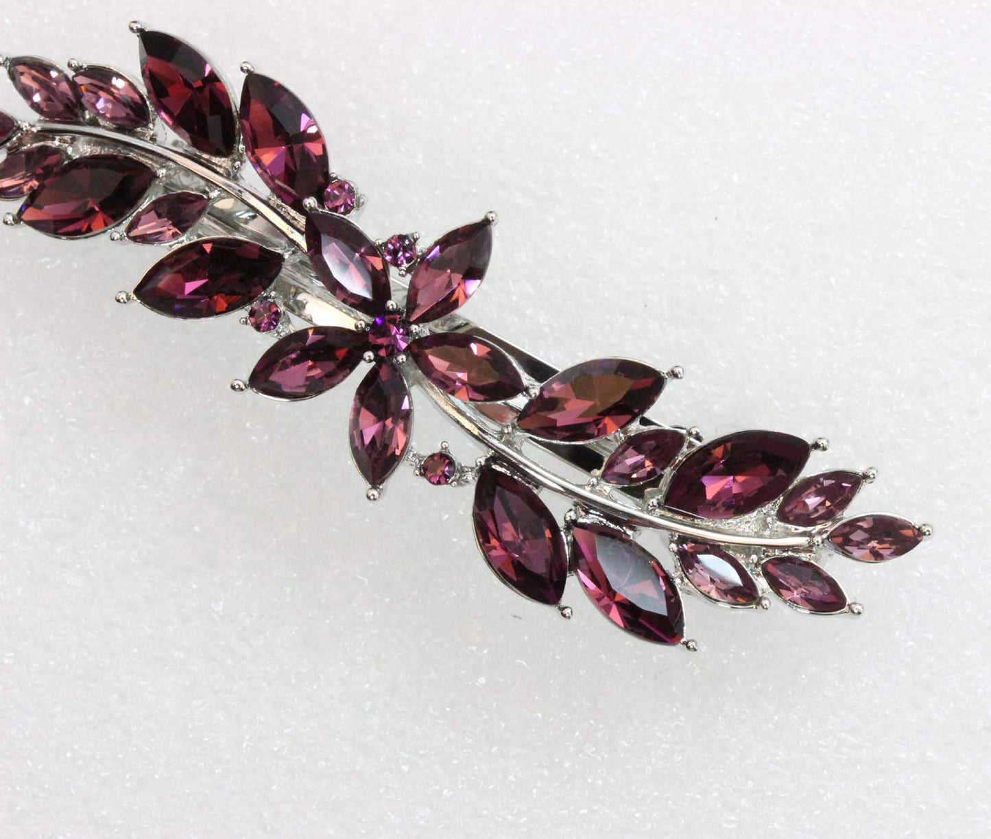 Faship Gorgeous Purple Rhinestone Crystal Small Floral Hair Barrette Clip