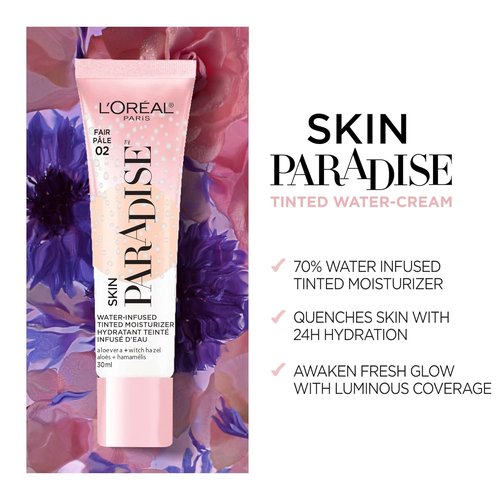 L'Oreal Paris Skin Paradise Tinted Moisturizer - Lightweight, Water-Infused SPF 19 for Glowing Skin | Light 01, 1 fl oz