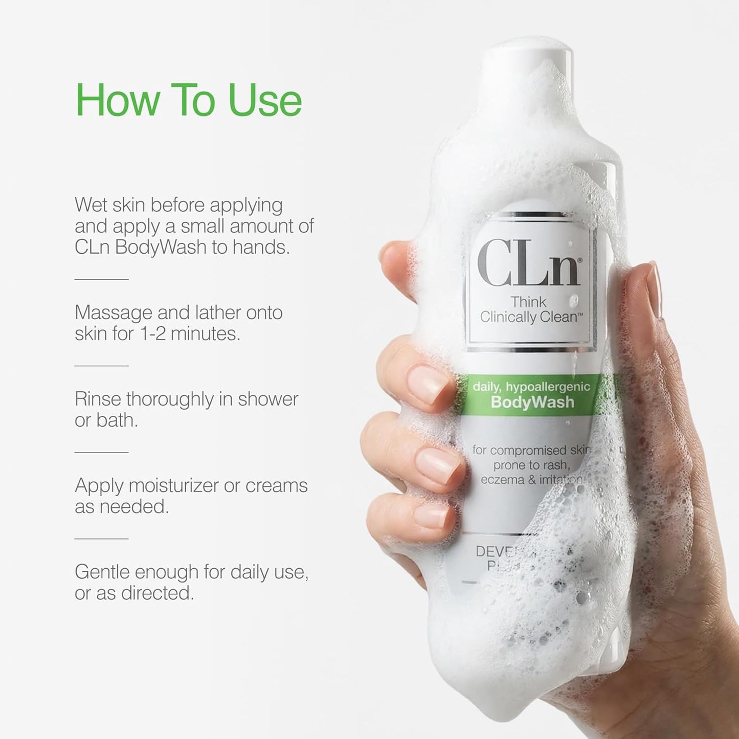 CLn® Body Wash - Non-Drying Formula for Eczema & Dermatitis Relief | Fragrance-Free, 8 fl oz