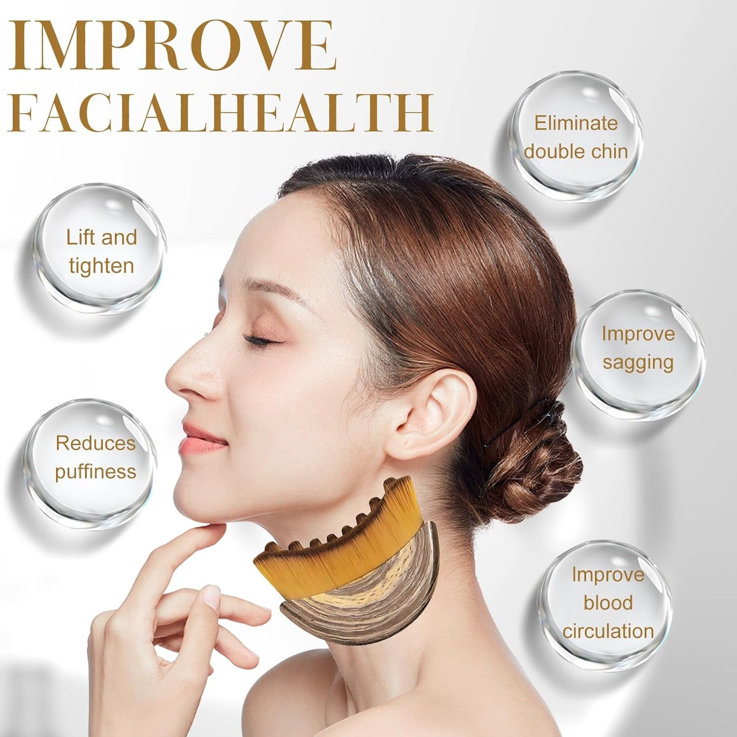 Skiennix Lymphatic Contour Face Brush & Gua Sha Tool Set - Facial Massage Kit for Jawline Sculpting & Puffiness Relief