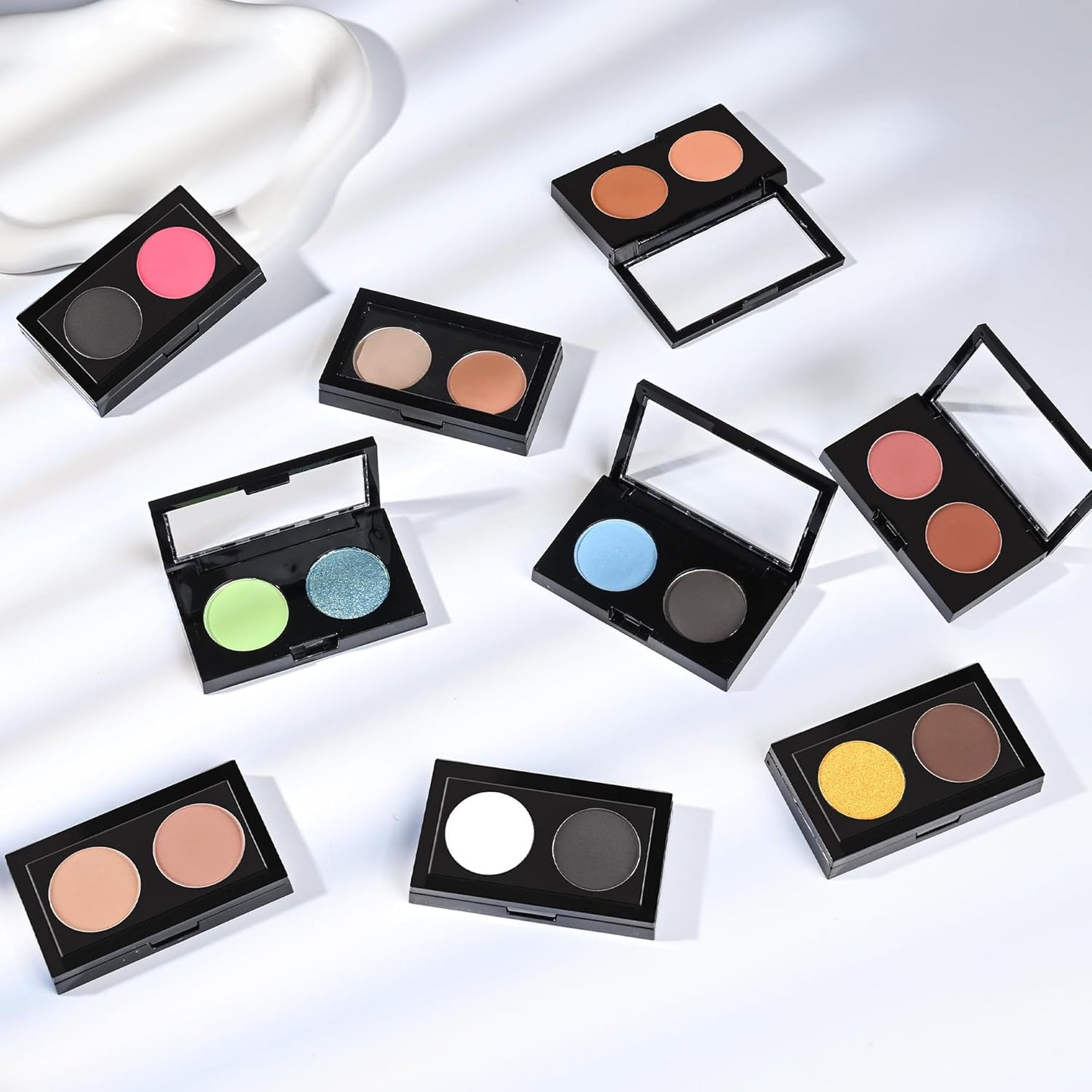 Skiennix Duo Eye Shadow Powder - White & Black Matte Palette for Daily Looks | Highly Pigmented & Blendable